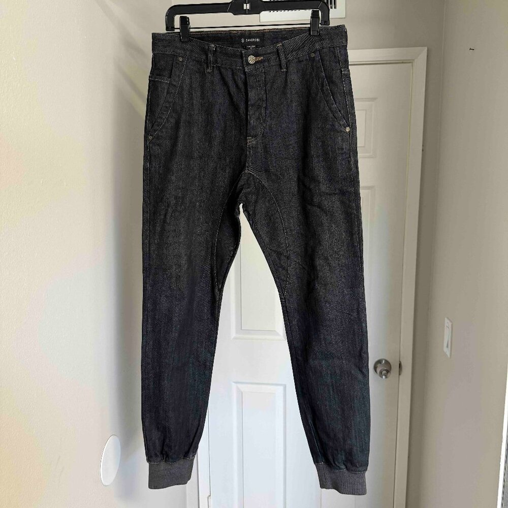 Zanerobe Stretch Denim Drop Crotch Slim Jogger Pants 32 Dark Blue